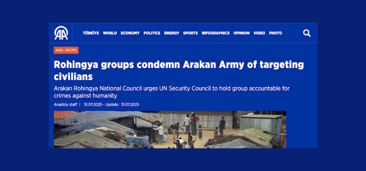 Rohingya groups condemn Arakan Army of targeting civilians