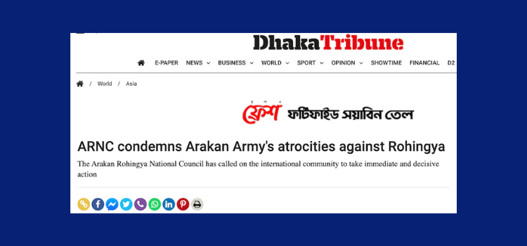 ARNC condemns Arakan Army’s atrocities against Rohingya