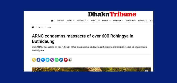 ARNC condemns massacre of over 600 Rohingya in Buthidaung