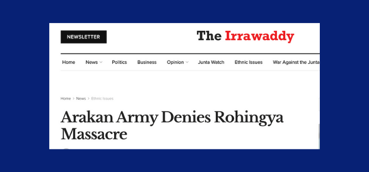 Arakan Army Denies Rohingya Massacre
